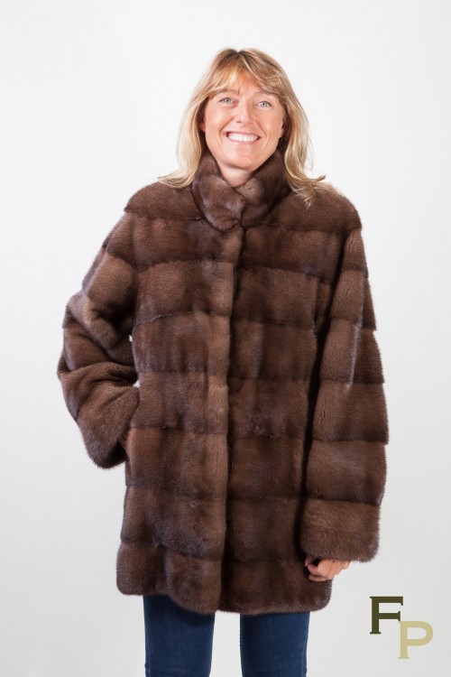 Bown Mink Coat with Integrated Belt