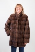 Bown Mink Coat with Integrated Belt