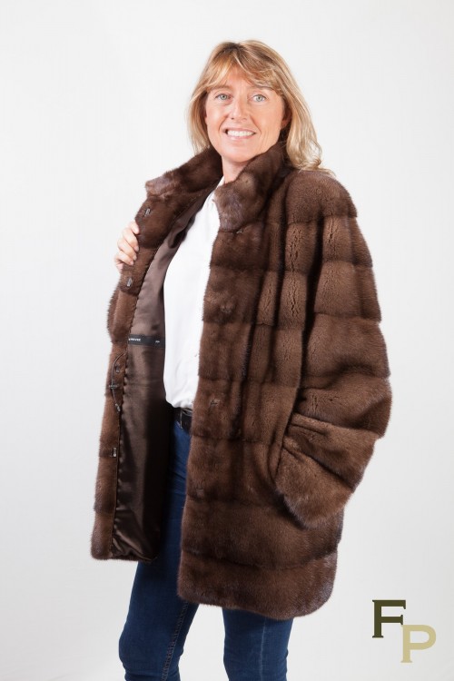 Bown Mink Coat with Integrated Belt