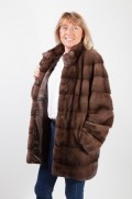 Bown Mink Coat with Integrated Belt