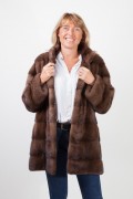 Bown Mink Coat with Integrated Belt