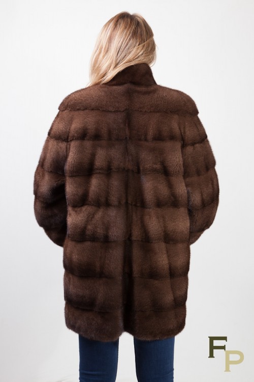 Bown Mink Coat with Integrated Belt