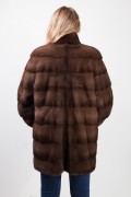 Bown Mink Coat with Integrated Belt