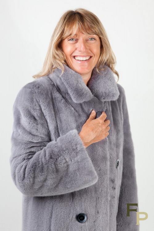Manteau de Vison Crois&eacute; Gris Silver