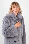 Manteau de Vison Croisé Gris Silver