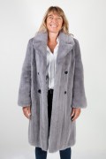 Crossover Coat in Gray Mink Fur