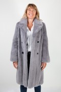 Manteau de Vison Croisé Gris Silver