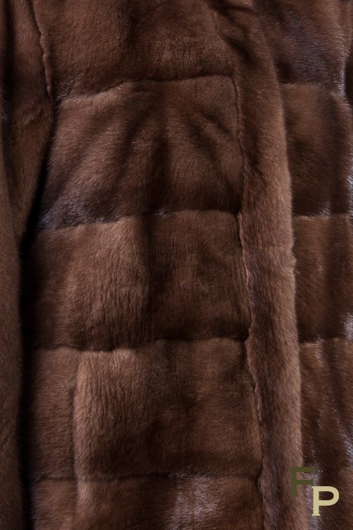 Manteau de Vison Droit Marron