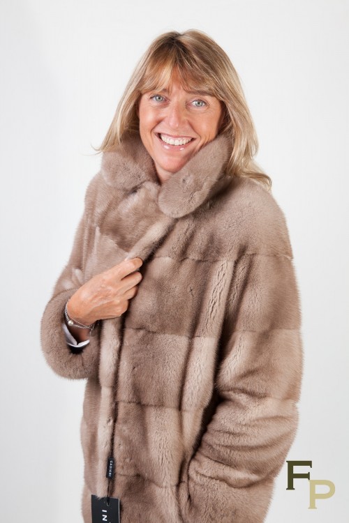 Long Pastel Mink Coat by Casiani