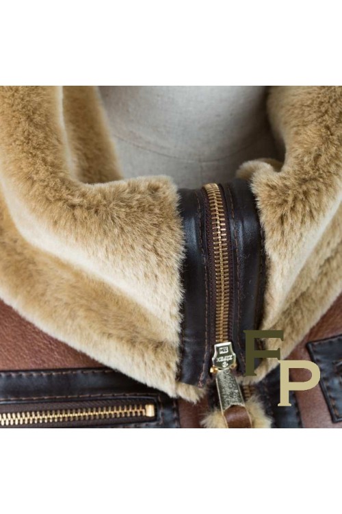 Bomber in Leather and Shearling Merino