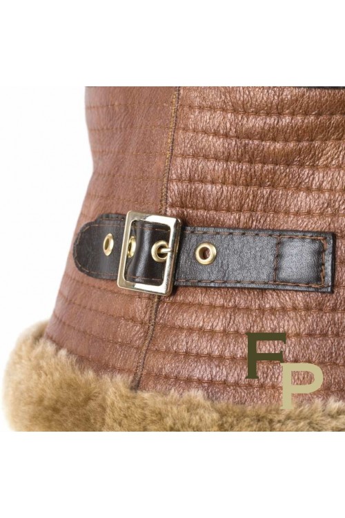 Bomber in Leather and Shearling Merino