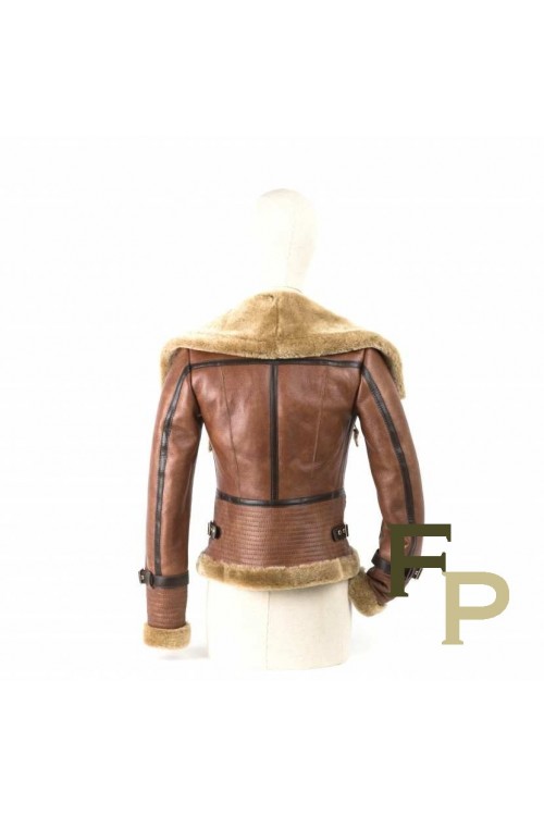 Bomber in Leather and Shearling Merino