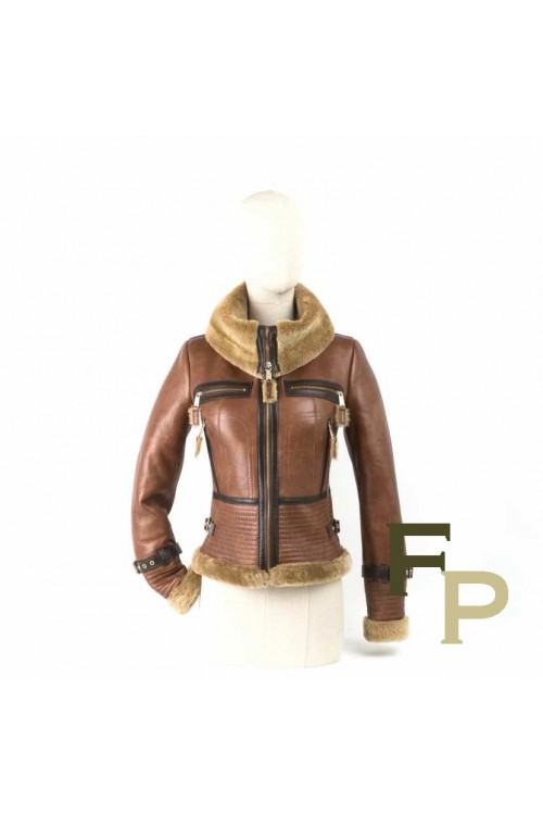 Bomber in Leather and Shearling Merino