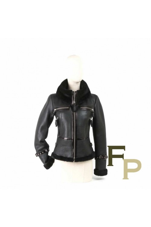 Black Sheepskin Merino Bomber