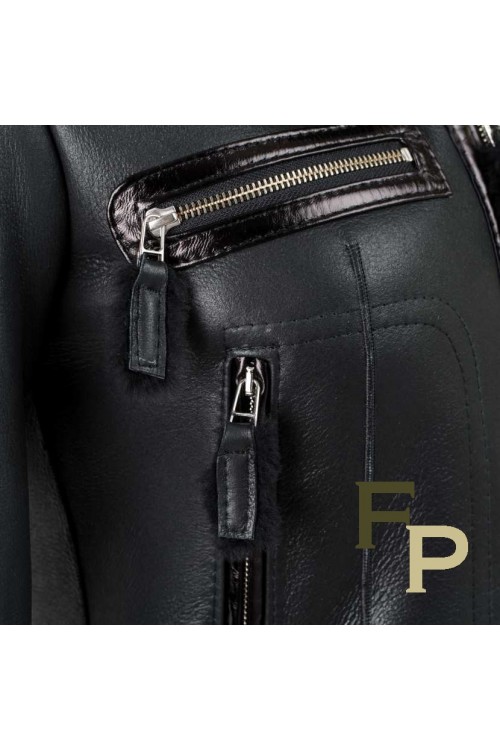 Black Sheepskin Merino Bomber