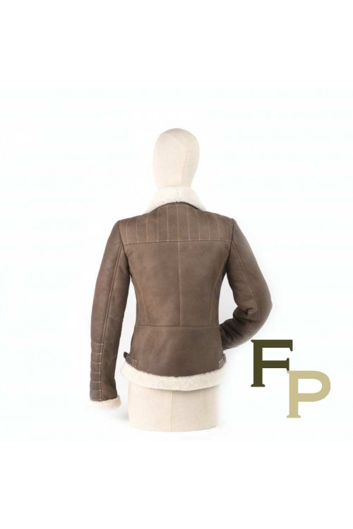 Bombardier Femme en Cuir et Fourrure d'Agneau