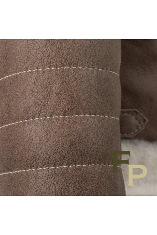 Bomber in Leather and Shearling Merino