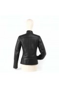 Black Merino Lamb & Leather Jacket for Woman