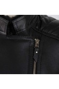 Black Merino Lamb & Leather Jacket for Woman