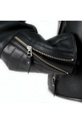 Black Merino Lamb & Leather Jacket for Woman