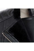 Black Merino Lamb & Leather Jacket for Woman