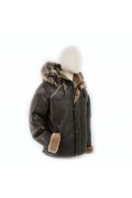 Men Bomber in Merino Lamb with  Fox Hood