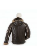 Men Bomber in Merino Lamb with  Fox Hood