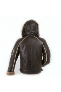 Men Bomber in Merino Lamb with  Fox Hood