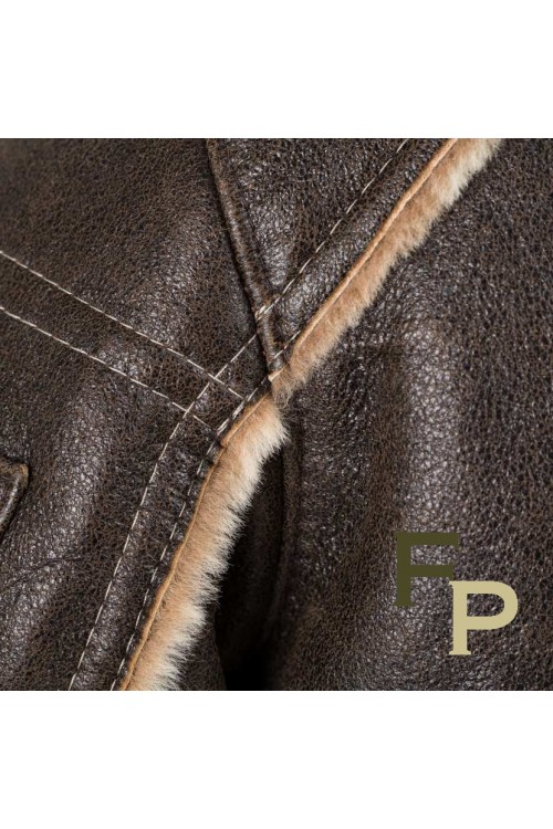 Men Bomber in Merino Lamb with  Fox Hood