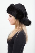 Black Tuscan Lambskin & Velours Leather Hat