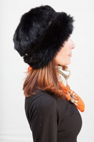 Toque en Lapin Noir et Cuir