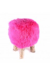 Pink Merino Sheep Fur Stool 