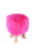 Pink Merino Sheep Fur Stool 