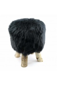 Stool with Icelandic Black Sheepskin