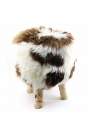 Mouton tabouret bois noir hauteur 40cm, en peau naturelle chez Sable et Jasmin