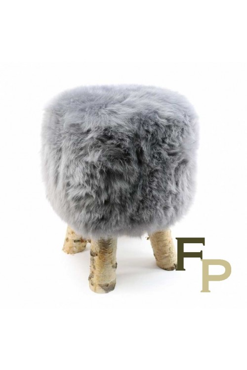 Stool with Gray Merino  Sheepskin