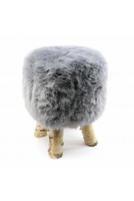 Tabouret en Mouton Merinos Gris