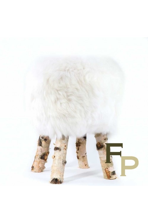 Stool with Natural Merino  Sheepskin