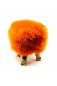 Stool with Orange Merino  Sheepskin