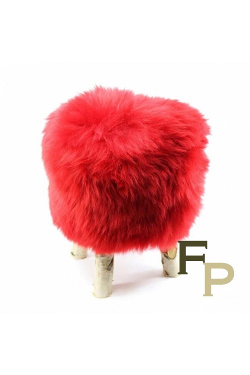 Stool with Red Merino  Sheepskin