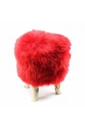 Stool with Red Merino  Sheepskin