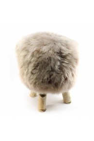 Stool with Greige Merino Sheepskin