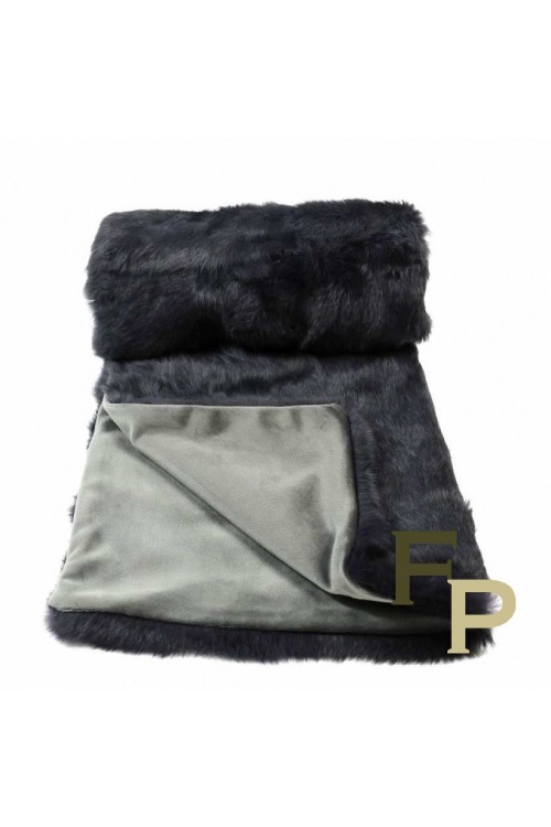 Gray Rabbit Fur Blanket 