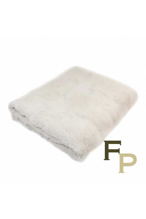 Plaid en Fourrure de Lapin Blanc craie