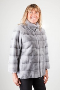 Silver Blue Mink Bomber