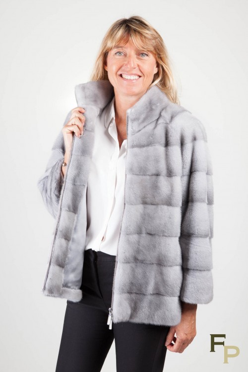 Veste en Fourrure de Vison Gris Sapphire