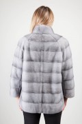 Silver Blue Mink Bomber