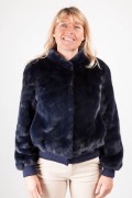 Navy Blue Mink Bomber