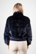 Navy Blue Mink Bomber