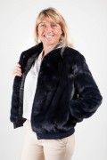 Navy Blue Mink Bomber